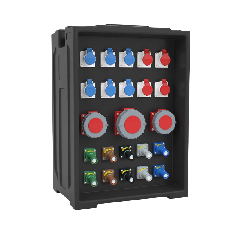 3PHLTD portable stage lighting distribution box, equipped with 10 16A industrial plugs and 3 32A-63A rhinoceros plugs, customizable