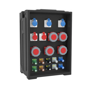 7PHLTD portable stage lighting box, customizable with 5 IP44 plugs, 5 IP67 plugs, and 10 Rhino plugs
