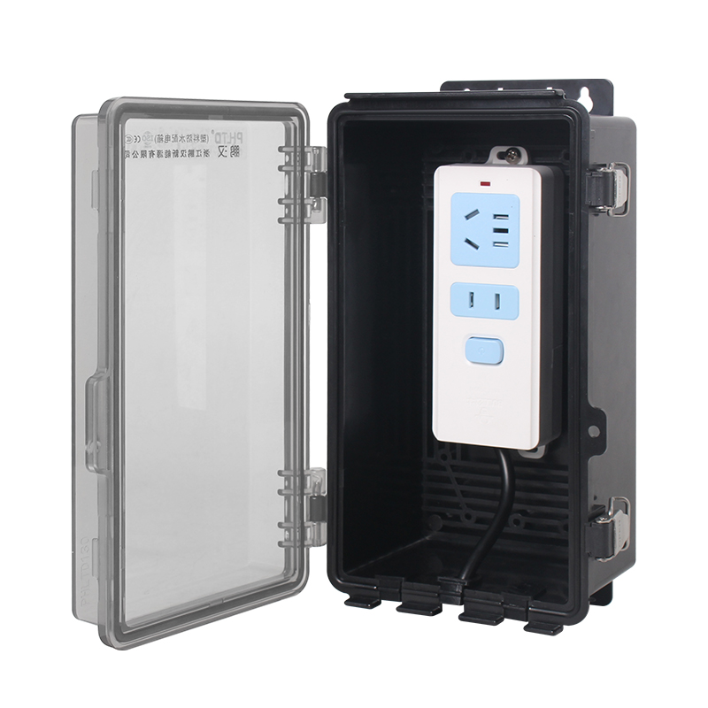 Outdoor waterproof box socket rainproof plug switch socket box transparent version with plug