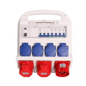PHLTD waterproof three-phase portable distribution box meets European standards, with four European standard sockets and independent switch circuit breakers